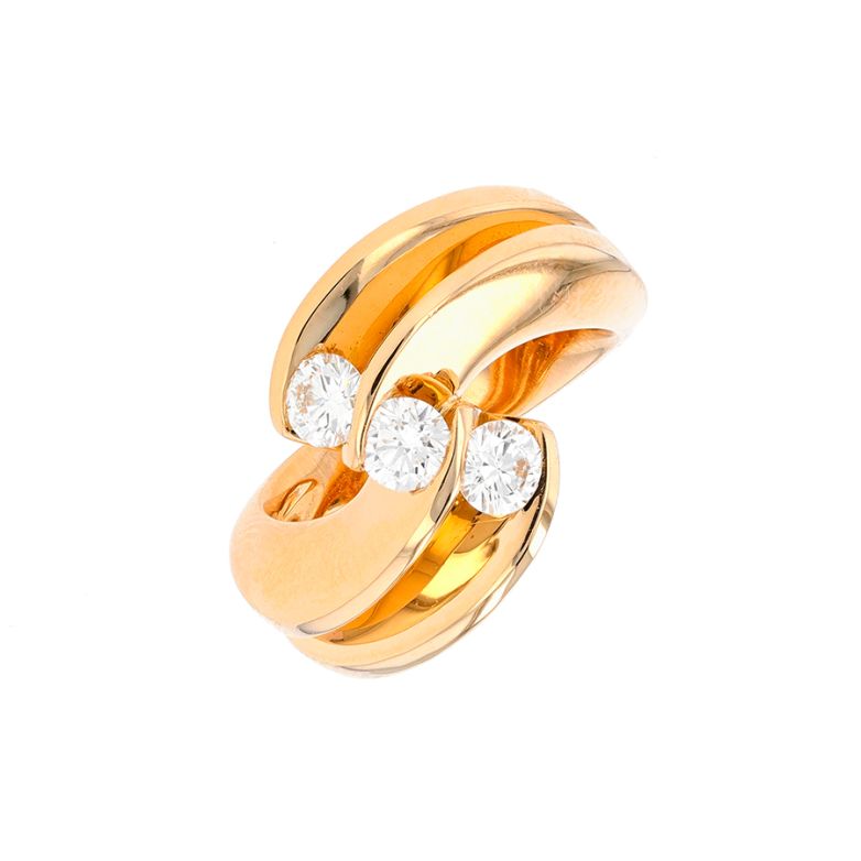Bague trilogie diamants 0.75 carat or jaune 15.51g Comme neuf -  reconditionné disponible sur Gemme Les Bijoux